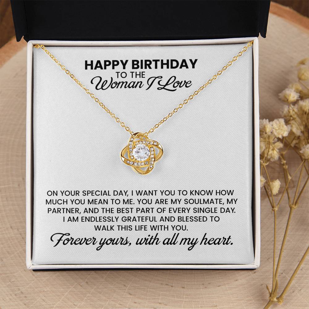 Birthday Gift For Wife, Girlfriend, Soulmate - Love Knot Pendant Necklace With Message Card