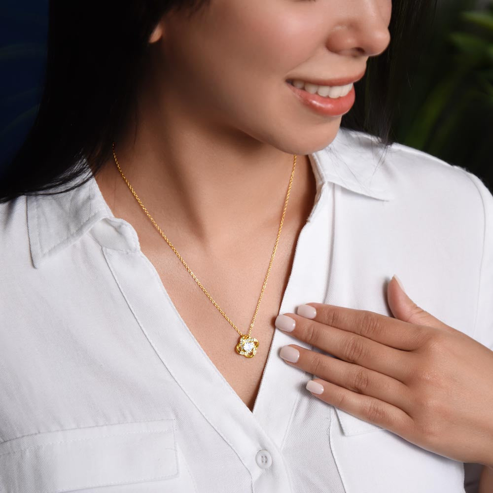 To Our Granddaughter - Birthday, Christmas, Graduation Love Knot Gold Pendant Necklace With Heartfelt Message Card