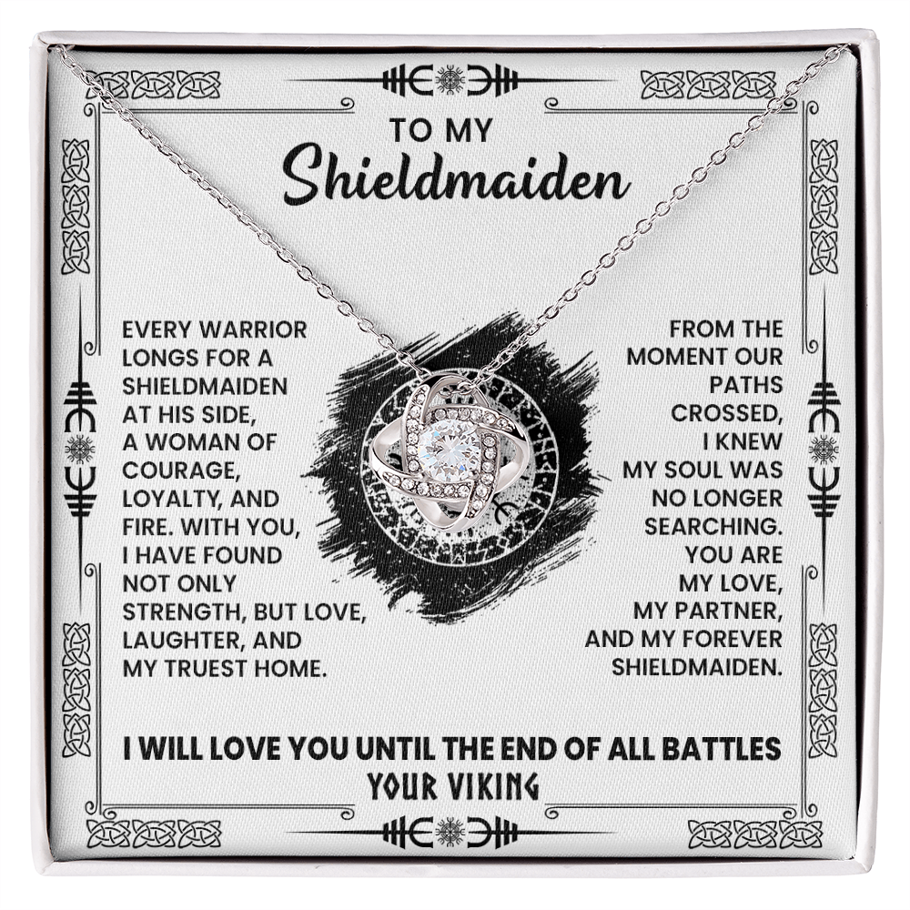 Shieldmaiden Gift for Christmas, Birthday, Anniversary - Love Knot Necklace with Message Card