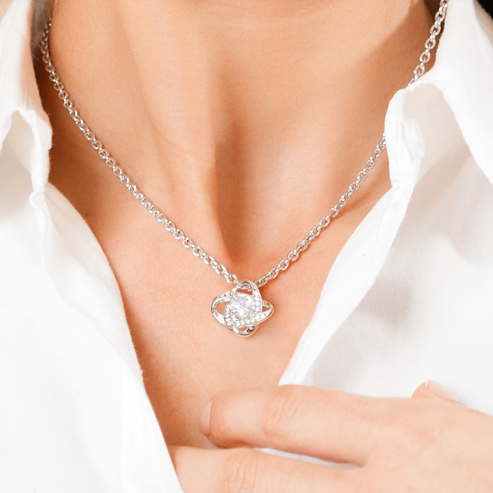 To My Soulmate - Anniversary, Birthday, Christmas Gold Love Knot Necklace With Heartfelt Message Card