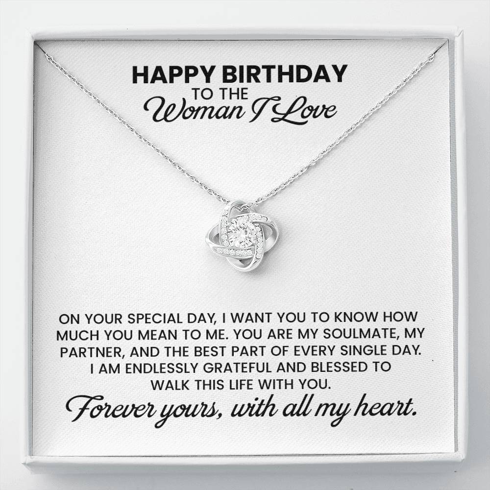 Birthday Gift For Wife, Girlfriend, Soulmate - Love Knot Pendant Necklace With Message Card
