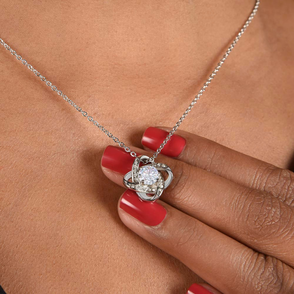 To My Wife - Anniversary, Birthday, Christmas Gold Love Knot Necklace With Heartfelt Message Card