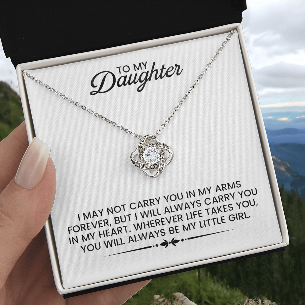 To My Daughter - Christmas, Birthday, Graduation, New Job, Special Occasion Gold Love Knot Necklace With Heartfelt Message Card