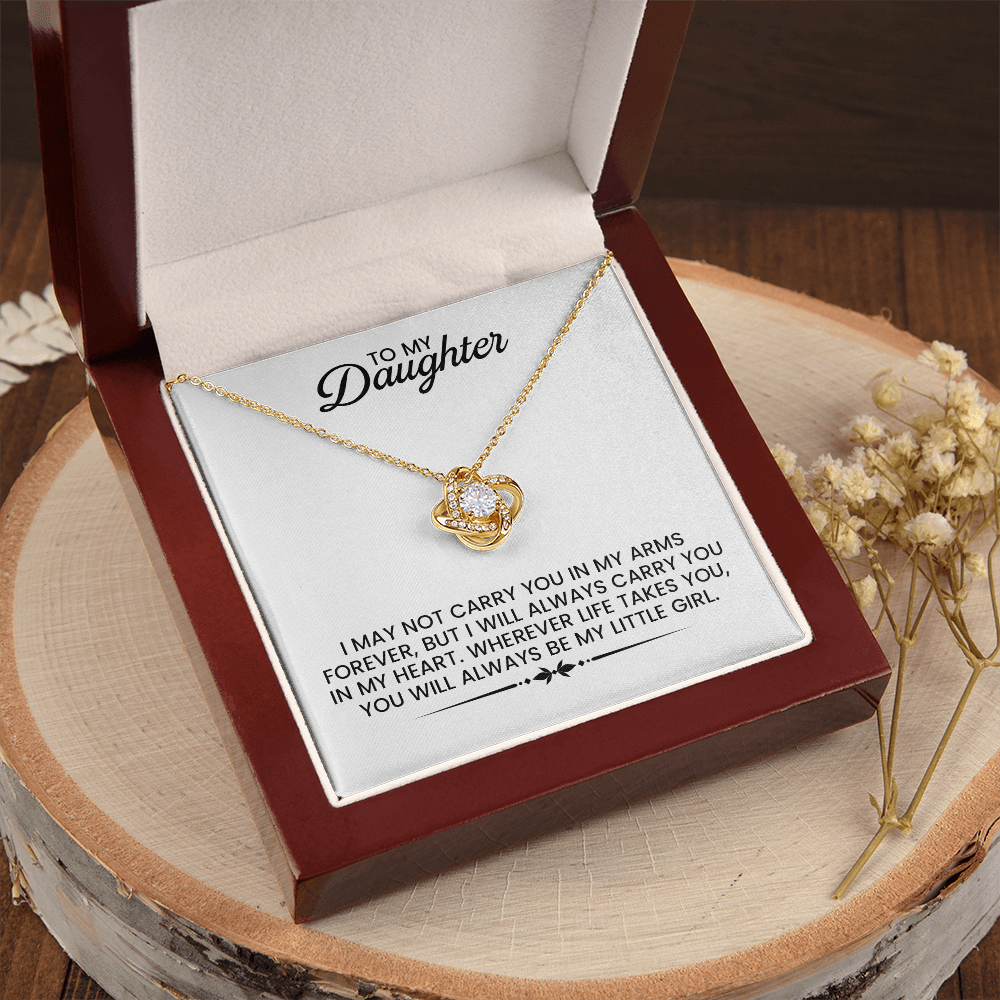 To My Daughter - Christmas, Birthday, Graduation, New Job, Special Occasion Gold Love Knot Necklace With Heartfelt Message Card