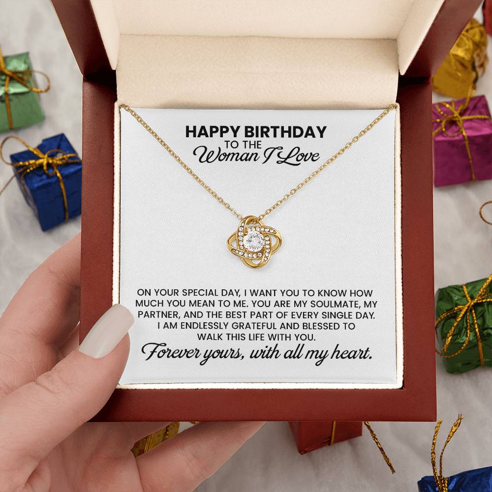 Birthday Gift For Wife, Girlfriend, Soulmate - Love Knot Pendant Necklace With Message Card