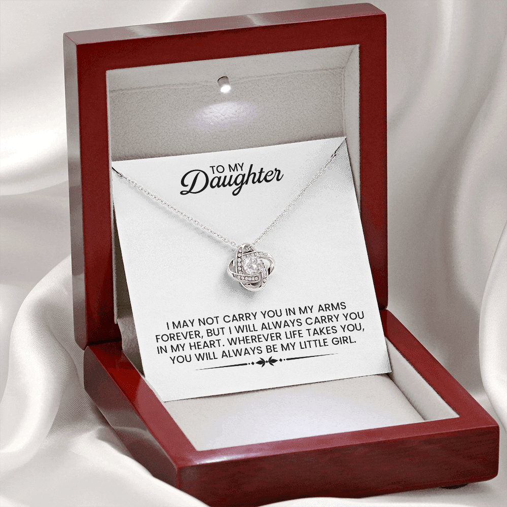 To My Daughter - Christmas, Birthday, Graduation, New Job, Special Occasion Gold Love Knot Necklace With Heartfelt Message Card
