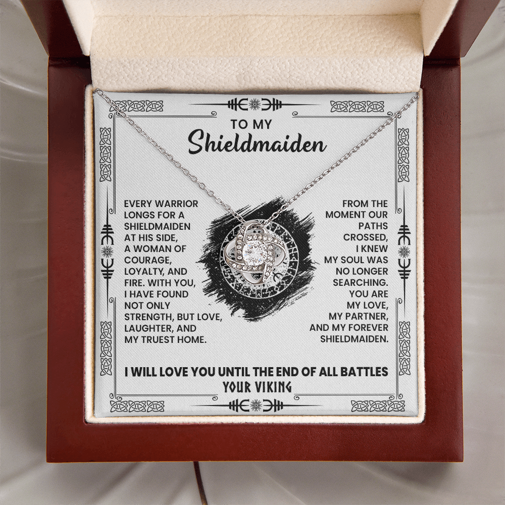 Shieldmaiden Gift for Christmas, Birthday, Anniversary - Love Knot Necklace with Message Card