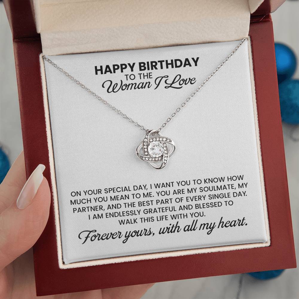 Birthday Gift For Wife, Girlfriend, Soulmate - Love Knot Pendant Necklace With Message Card