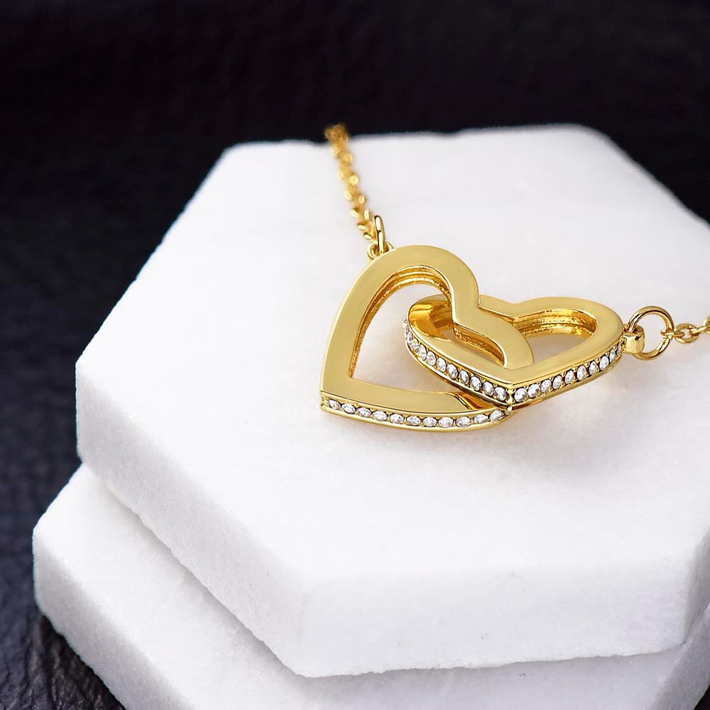 To Our Granddaughter - Birthday, Graduation, Christmas Gift Gold Interlocking Hearts Necklace With Heartfelt Message Card
