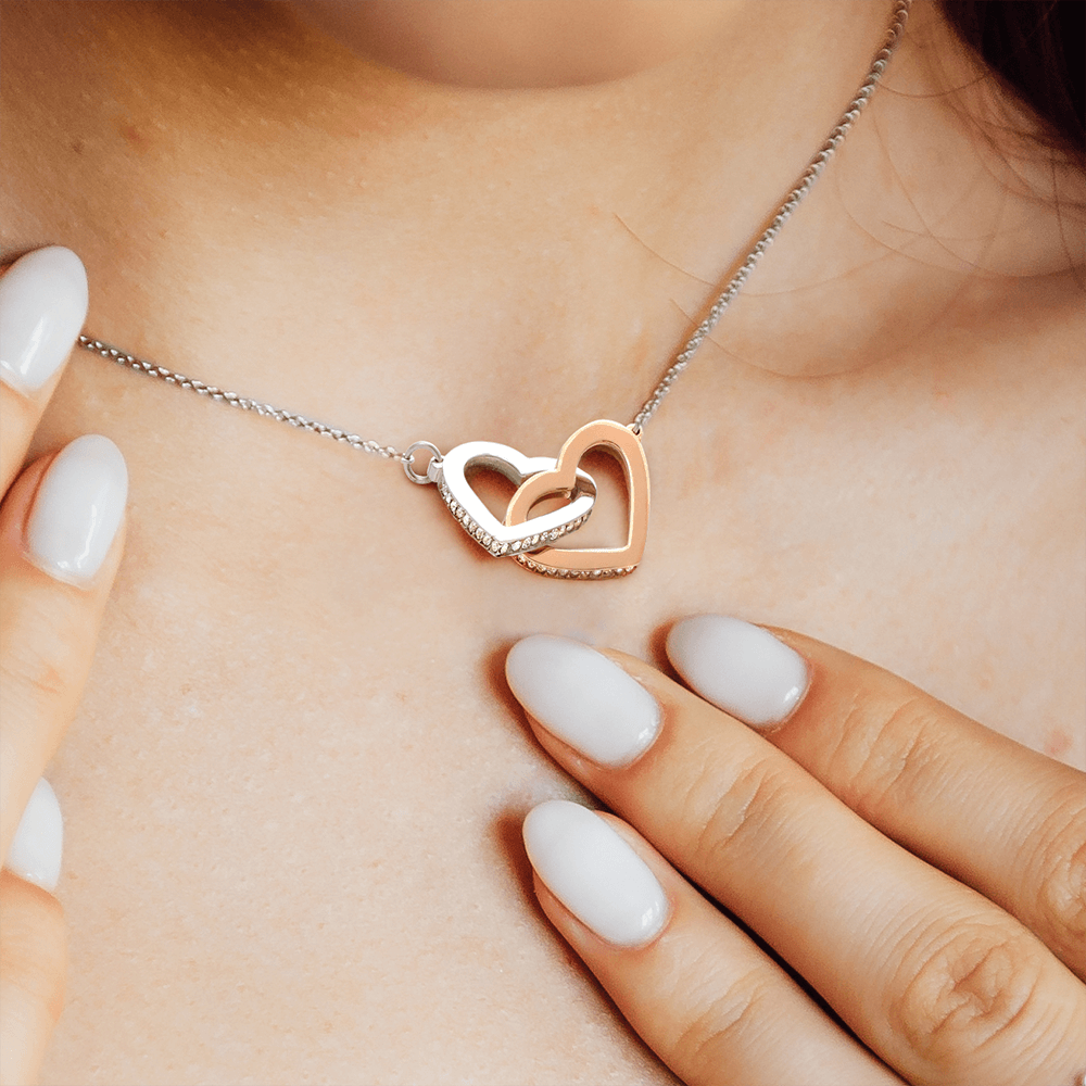To My Daughter - Birthday, Graduation, Christmas Gold Linked Hearts Necklace With Heartfelt Message Card
