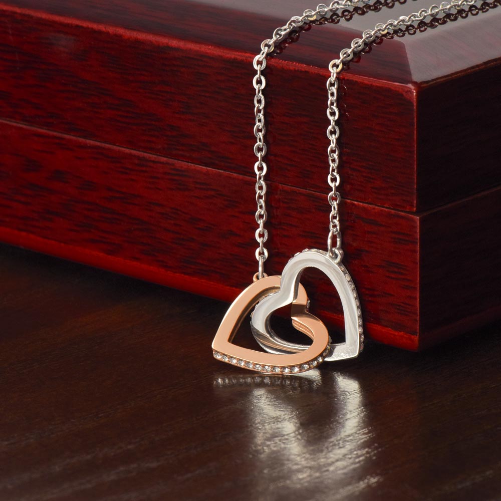 To Our Granddaughter - Birthday, Graduation, Christmas Gift Gold Interlocking Hearts Necklace With Heartfelt Message Card