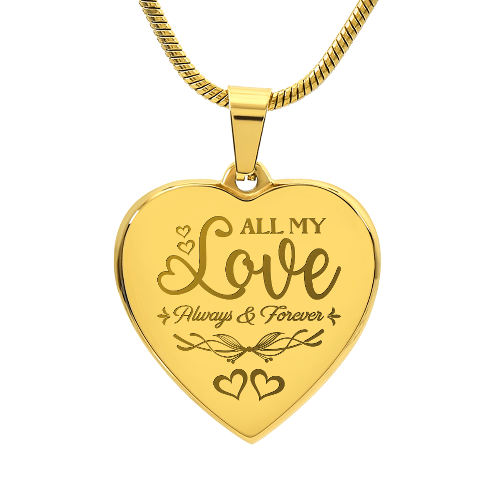 Engraved Heart Necklace For Wife, Girlfriend, Future Wife, Soulmate In Gold Or Stainless Steel - Add A Personalized Message