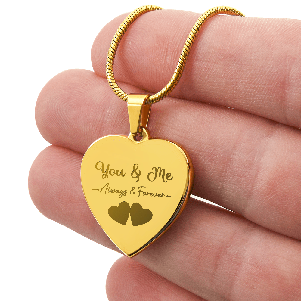 Wife, Girlfriend, Soulmate Christmas, Anniversary, Birthday Gift - Engraved Personalized Heart Pendant Necklace