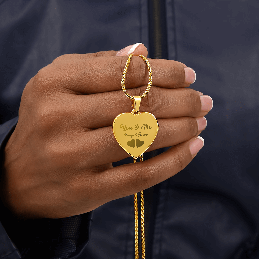 Wife, Girlfriend, Soulmate Christmas, Anniversary, Birthday Gift - Engraved Personalized Heart Pendant Necklace