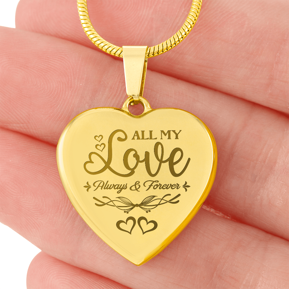 Engraved Heart Necklace For Wife, Girlfriend, Future Wife, Soulmate In Gold Or Stainless Steel - Add A Personalized Message