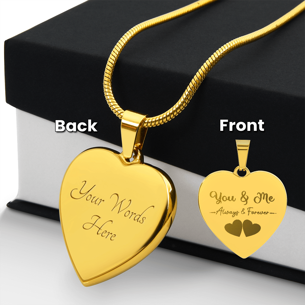 Wife, Girlfriend, Soulmate Christmas, Anniversary, Birthday Gift - Engraved Personalized Heart Pendant Necklace
