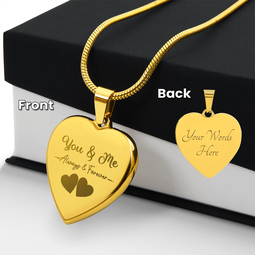 Wife, Girlfriend, Soulmate Christmas, Anniversary, Birthday Gift - Engraved Personalized Heart Pendant Necklace
