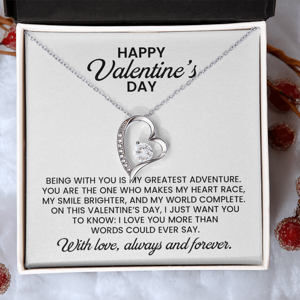 Valentine's Day For Wife, Girlfriend, Soulmate Forever Love Gold Pendant Necklace With Heartfelt Message Card