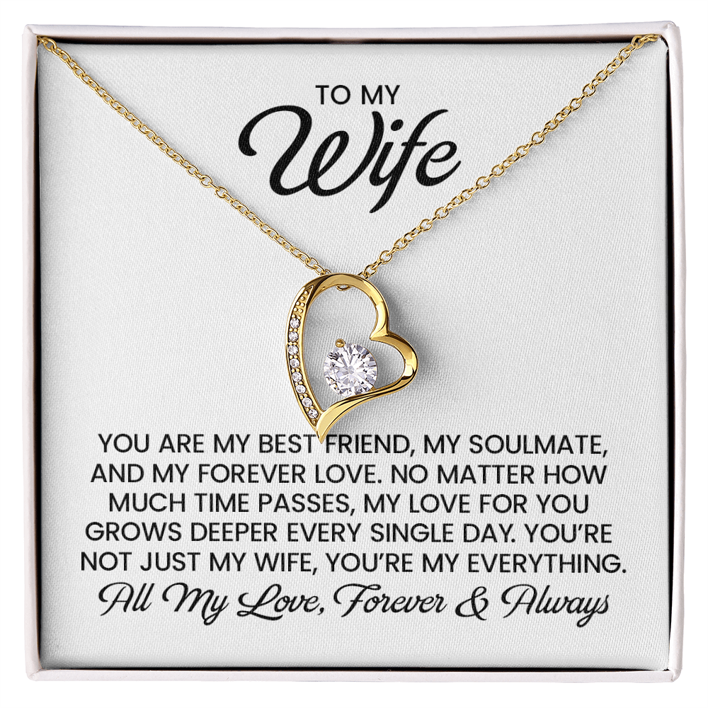Wife Gift For Christmas, Anniversary, Birthday - Forever Love Pendant Necklace With Heartfelt Message Card