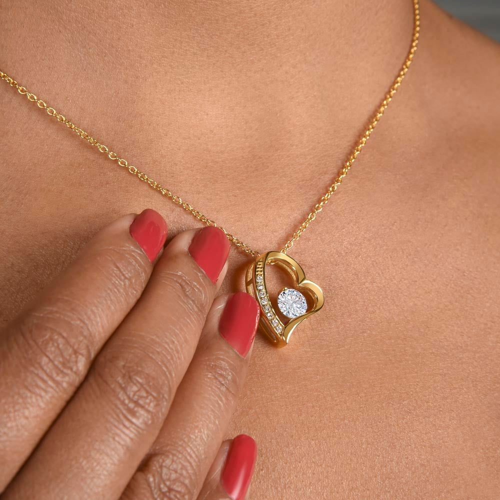 To My Wife - Birthday, Anniversary, Christmas Forever Love Gold Heart Necklace With Heartfelt Message Card