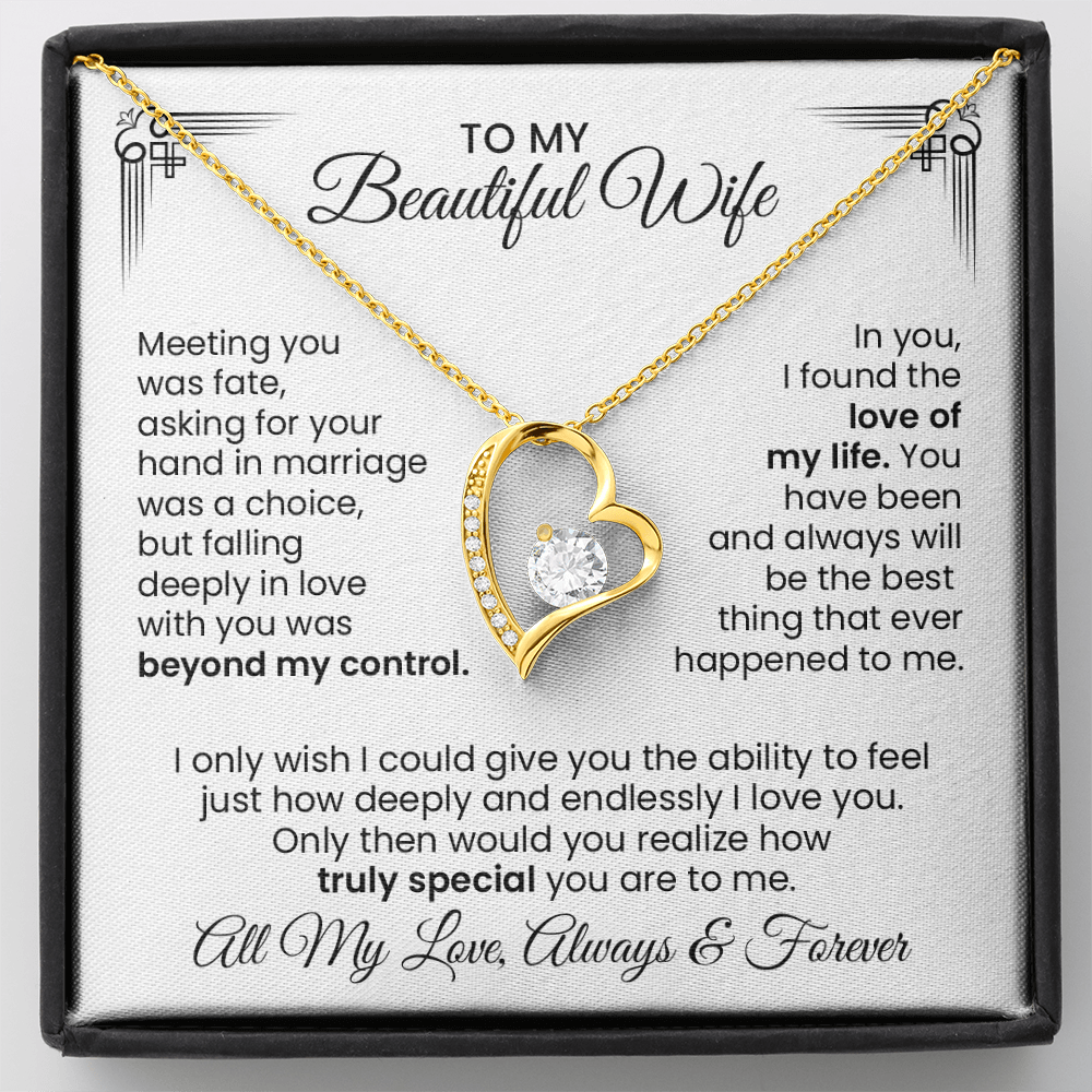 Beautiful Wife Anniversary Gift - Forever Love Heart Pendant Necklace With Heartfelt Message Card