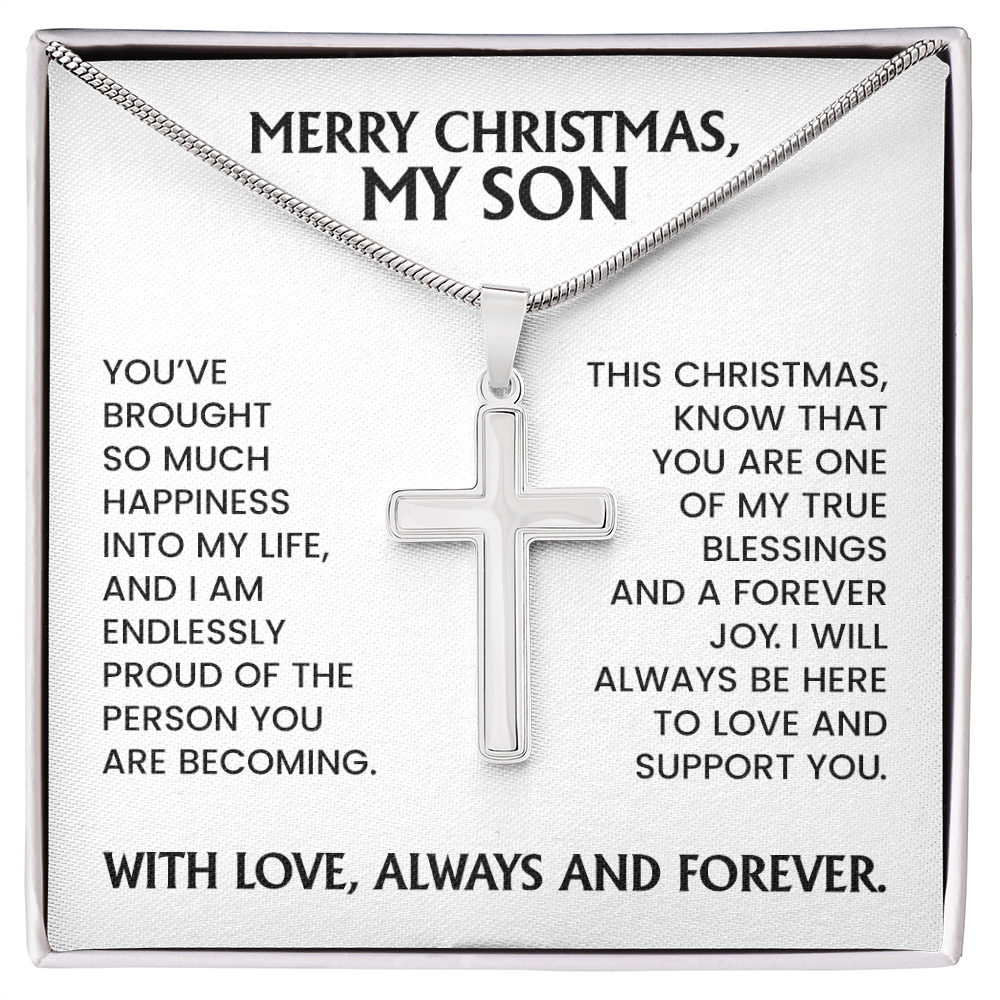 Son Christmas Gift - Artisan Cross Necklace With Message Card