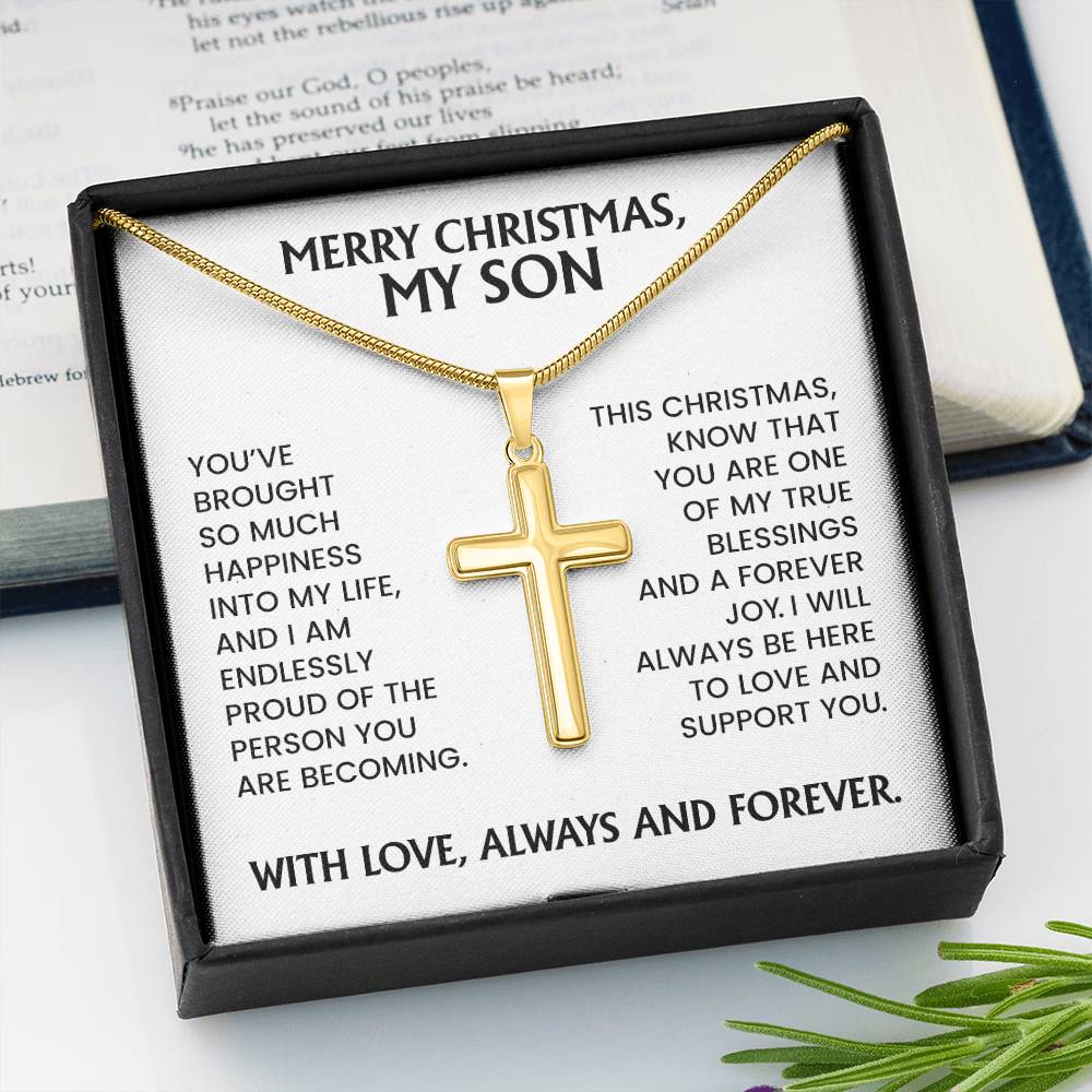 Son Christmas Gift - Artisan Cross Necklace With Message Card