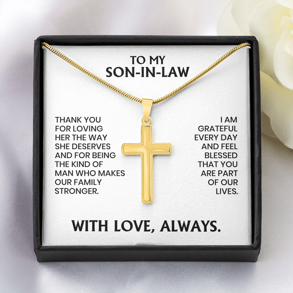 Son-In-Law Gift For Christmas, Birthday, anniversary - Artisan Cross Necklace With Message Card