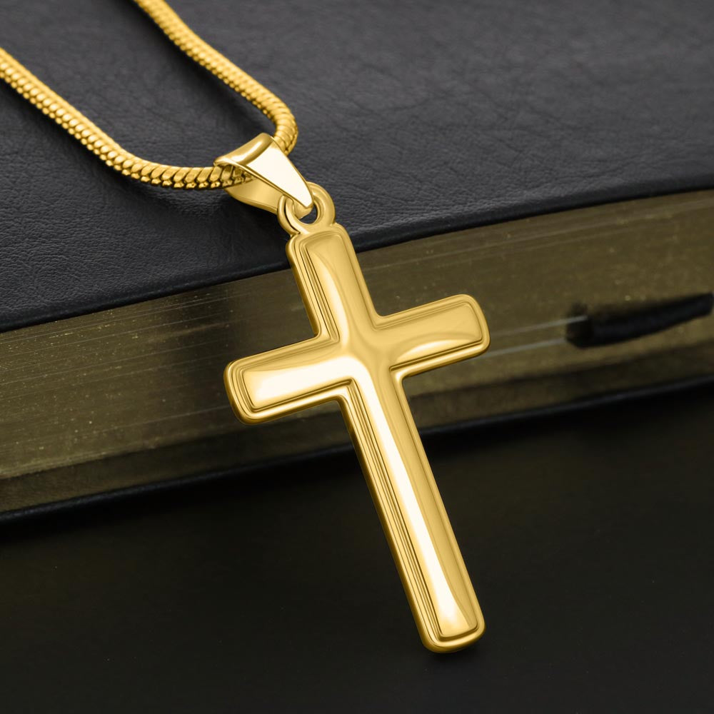 To My Grandson - High School Or College Graduation Or Special Achievement Gift, Men's Cross Necklace With Heartfelt Message Card