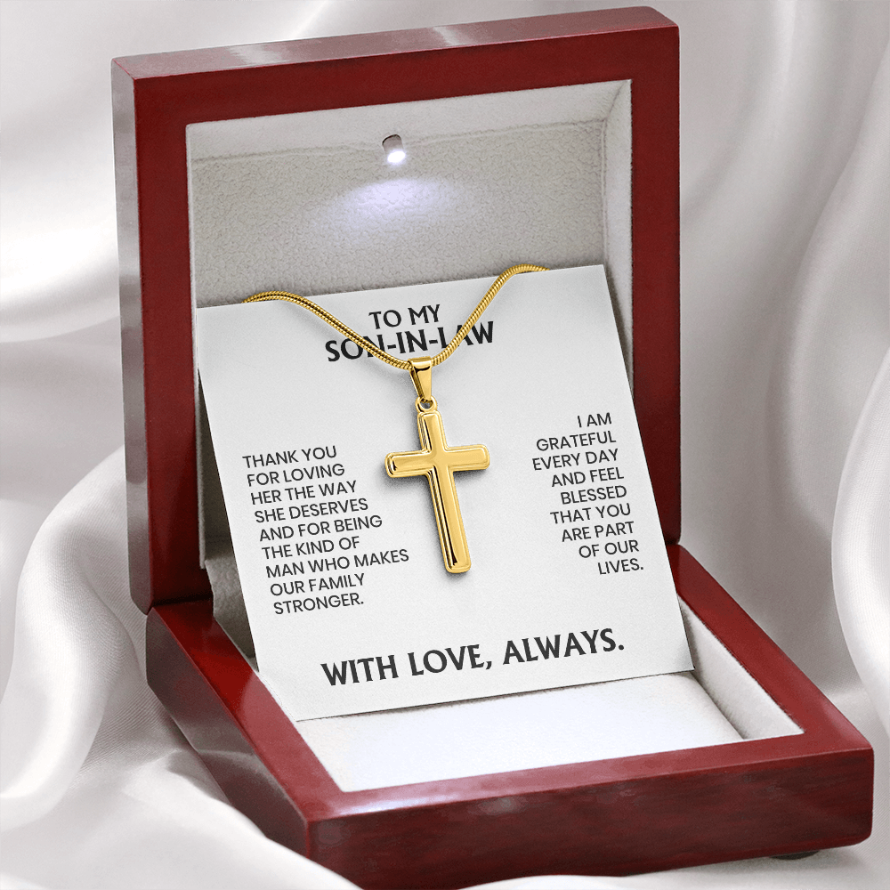 Son-In-Law Gift For Christmas, Birthday, anniversary - Artisan Cross Necklace With Message Card