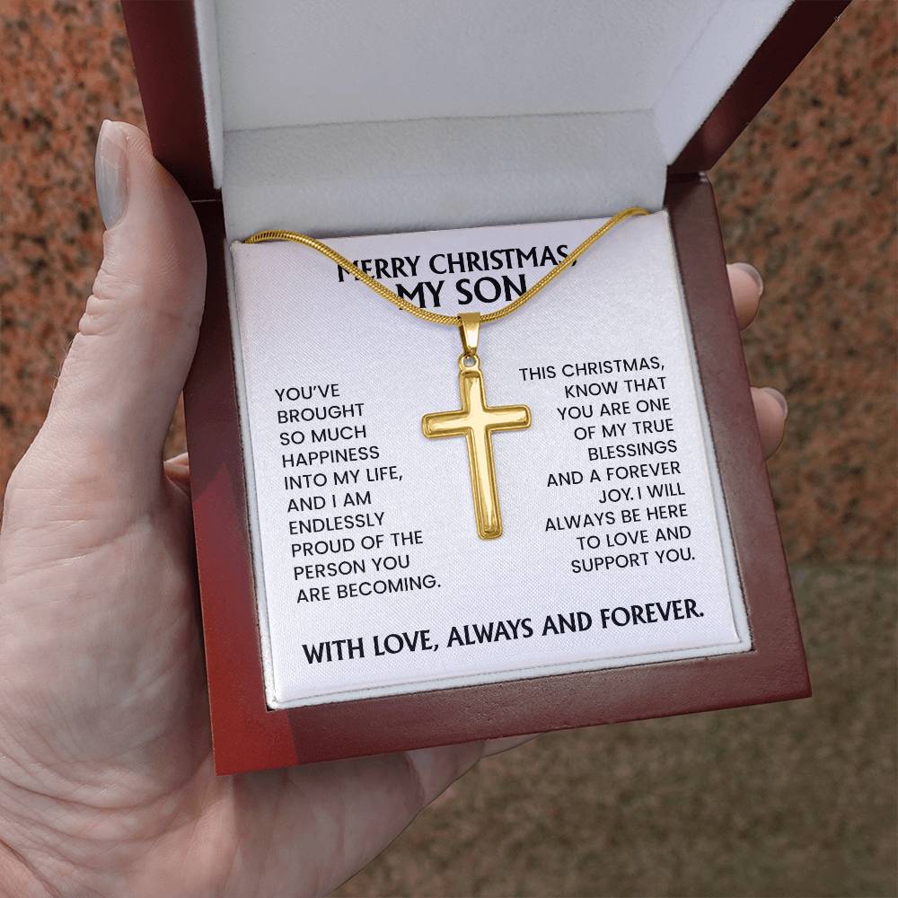 Son Christmas Gift - Artisan Cross Necklace With Message Card