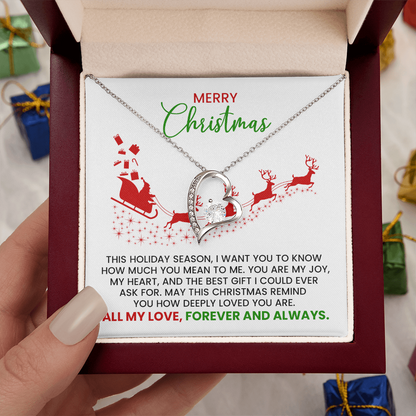 Christmas Gift For Wife, Girlfriend, Soulmate - Forever Love Gold Pendant Necklace  With Heartfelt Message Card