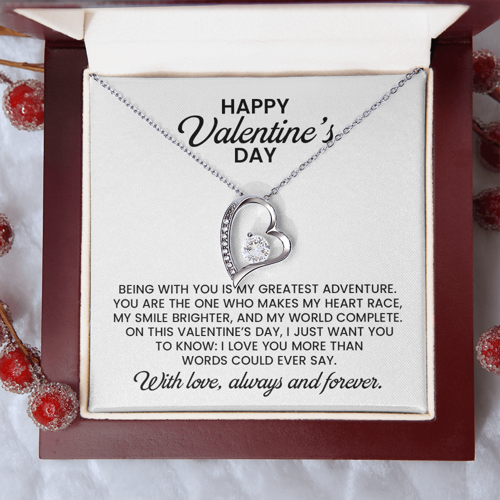 Valentine's Day For Wife, Girlfriend, Soulmate Forever Love Gold Pendant Necklace  With Heartfelt Message Card