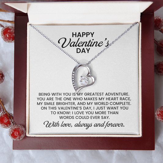 Valentine's Day For Wife, Girlfriend, Soulmate Forever Love Gold Pendant Necklace  With Heartfelt Message Card