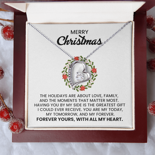 Merry Christmas Wife, Girlfriend, Soulmate Forever Love Gold Pendant Necklace  With Heartfelt Message Card