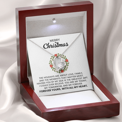 Merry Christmas Wife, Girlfriend, Soulmate Forever Love Gold Pendant Necklace  With Heartfelt Message Card