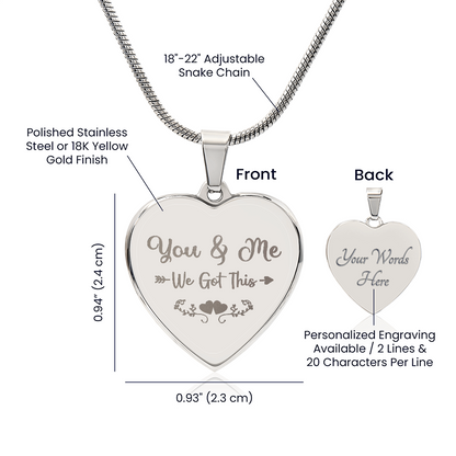 Wife, Girlfriend, Soulmate Christmas, Birthday, Anniversary Gift - Engraved Gold Personalized Heart Necklace