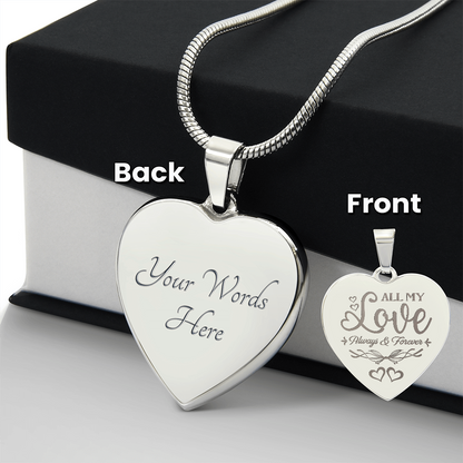 Engraved Heart Necklace For Wife, Girlfriend, Future Wife, Soulmate In Gold Or Stainless Steel - Add A Personalized Message