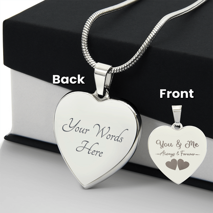 Wife, Girlfriend, Soulmate Christmas, Anniversary, Birthday Gift - Engraved Personalized Heart Pendant Necklace