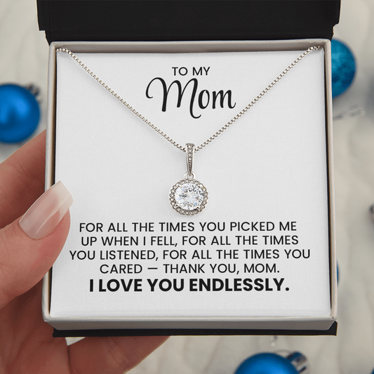 To My Mom - Christmas, Birthday, Mother's Day Gold Pendant Necklace Gift  With Heartfelt Message Card