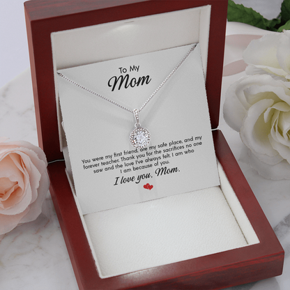 To My Mom - Birthday, Christmas, Special Occasion Gold Pendant Eternal Hope Necklace  With Heartfelt Message Card