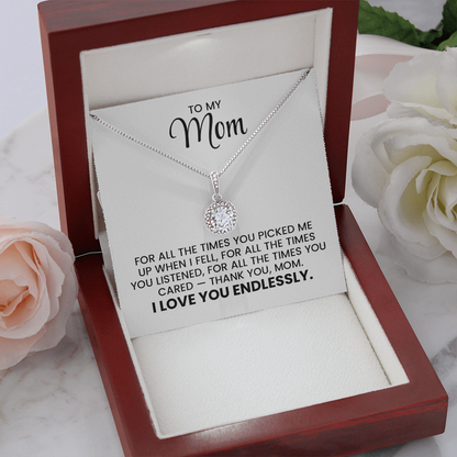 To My Mom - Christmas, Birthday, Mother's Day Gold Pendant Necklace Gift  With Heartfelt Message Card