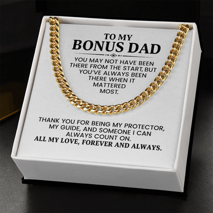 Bonus Dad Gift For Christmas, Birthday, Special Occasion - Cuban Link Chain In Gold Or Stainless Steel  With Heartfelt Message Card