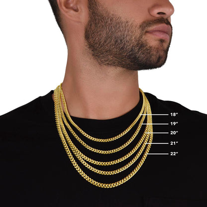 To My Son - High-School or University Graduation Gold Cuban Chain Necklace  With Heartfelt Message Card