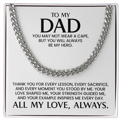 Dad Gift For Christmas, Birthday, Father's Day - Cuban Link Chain With Heartfelt Message Card