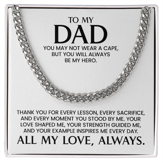 Dad Gift For Christmas, Birthday, Father's Day - Cuban Link Chain With Heartfelt Message Card
