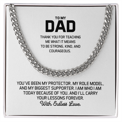 Dad Gift For Christmas, Birthday, or Special Occasion - Cuban Chain Gold Necklace  With Heartfelt Message Card