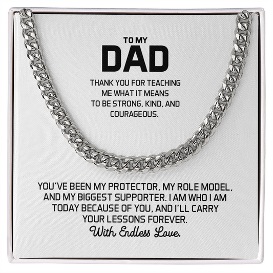 Dad Gift For Christmas, Birthday, or Special Occasion - Cuban Chain Gold Necklace  With Heartfelt Message Card