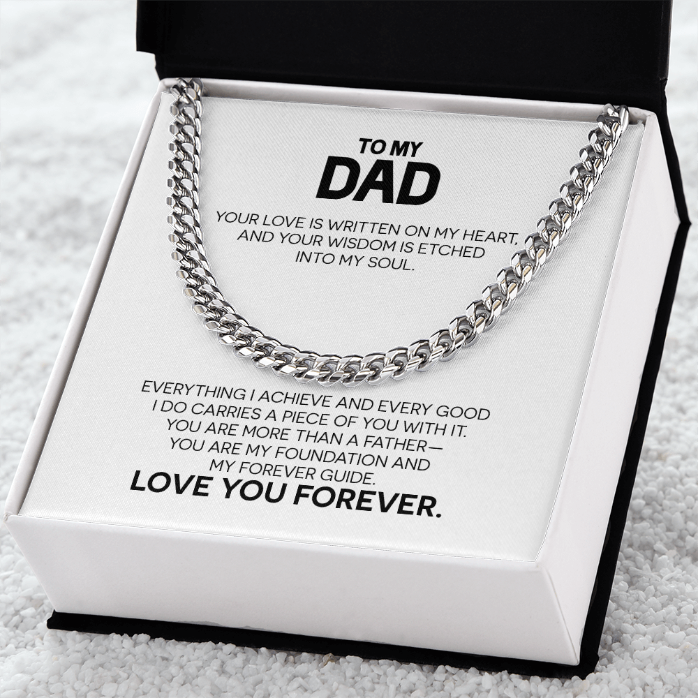Dad Gift For Christmas, Birthday, Special Occasion - Cuban Link Chain In Gold Or Stainless Steel  With Heartfelt Message Card