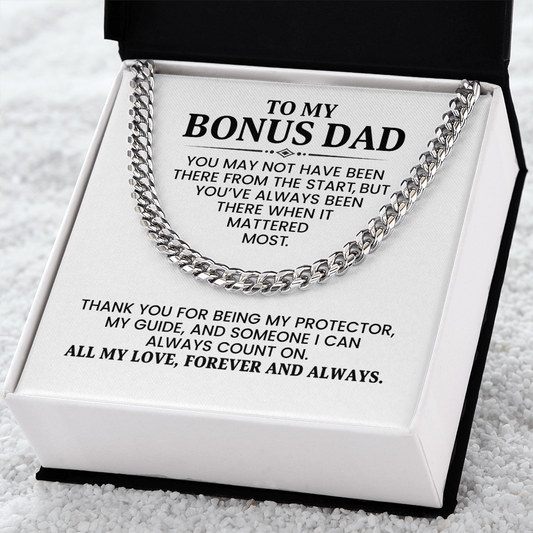 Bonus Dad Gift For Christmas, Birthday, Special Occasion - Cuban Link Chain In Gold Or Stainless Steel  With Heartfelt Message Card